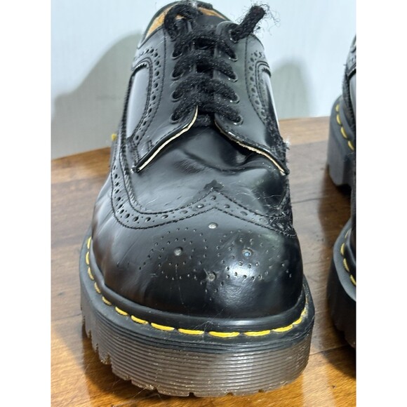 Dr Martens Brogue Wingtip Shoes Black Mens 7 Womens 8 Black England 90s Lug Sole - Picture 4 of 16